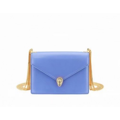 Bvlgari Serpenti Forever petit sac à bandoulière en cuir B210543 rose bleu