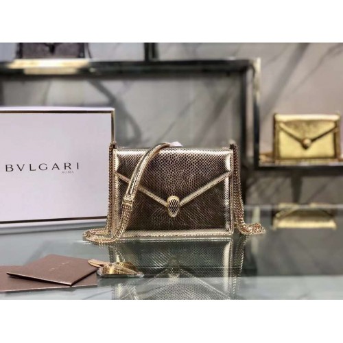 Bvlgari Serpenti Forever petit sac à bandoulière en cuir B210544 or clair