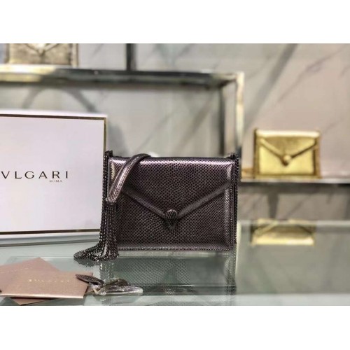 Bvlgari Serpenti Forever petit sac à bandoulière en cuir B210544 gris argenté