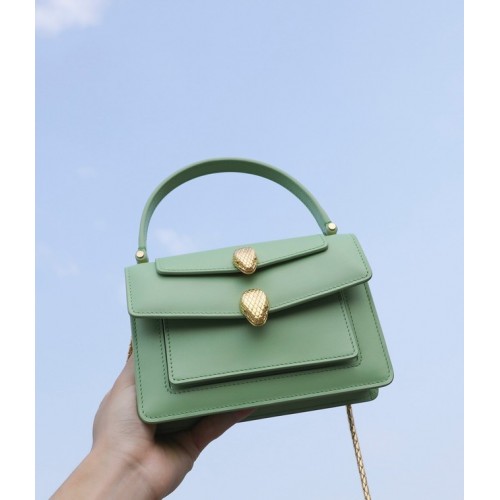 Bvlgari Serpenti Forever petit sac à bandoulière en cuir B21076 vert clair