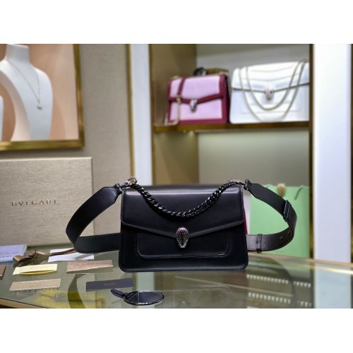 Bvlgari Serpenti Forever petit sac à bandoulière en cuir B210762 noir