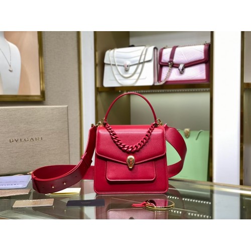 Bvlgari Serpenti Forever petit sac à bandoulière en cuir B210763 rose