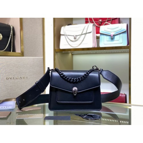 Bvlgari Serpenti Forever petit sac à bandoulière en cuir B210875 noir