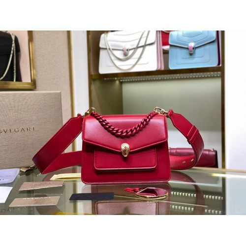 Bvlgari Serpenti Forever petit sac à bandoulière en cuir B210875 rouge