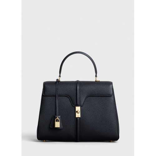 SAC CELINE MOYEN 16 EN CUIR DE VEAU SATINÉ 187373 NOIR