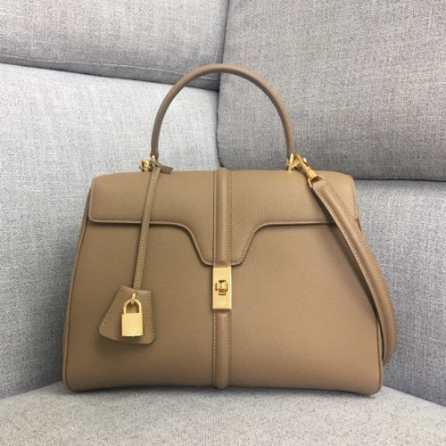 SAC CELINE MOYEN 16 EN CUIR DE VEAU SATINÉ 187373 Kaki