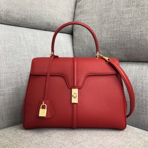SAC CELINE MOYEN 16 EN CUIR DE VEAU SATINÉ 187373 rouge
