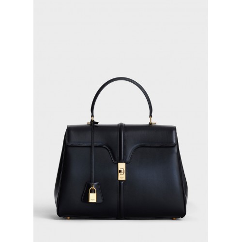 SAC CELINE MOYEN 16 EN CUIR DE VEAU SATINÉ A187373 noir