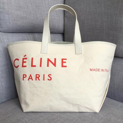 CELINE MOYEN MADE IN TOTE EN TEXTILE 83180 BLANC ROUGE