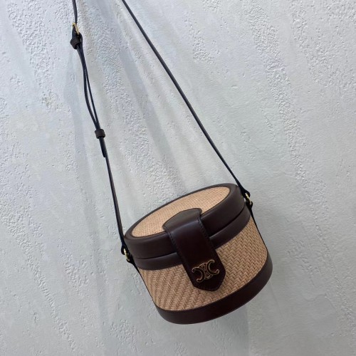 SAC TAMBOUR MOYEN CELINE EN TOILE TRIOMPHE 195192 marron