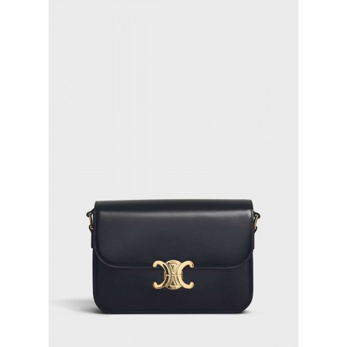 SAC TRIOMPHE MOYEN CELINE EN CUIR DE VEAU BRILLANT CL87363 NOIR