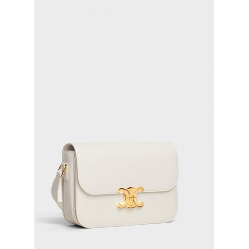 SAC TRIOMPHE MOYEN CELINE EN CUIR DE VEAU BRILLANT CL87363 BLANC