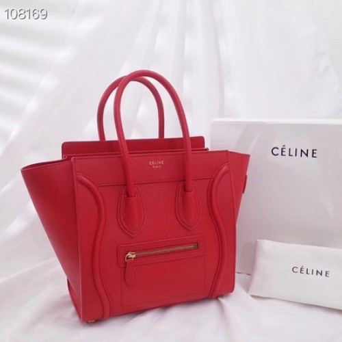 CELINE MICRO LUGGAGE SAC À MAIN EN CUIR D'AGNEAU LAMINÉ 167793-10