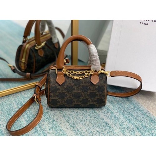 SAC CELINE MINI TAMBOUR EN TOILE TRIOMPHE 2090 marron