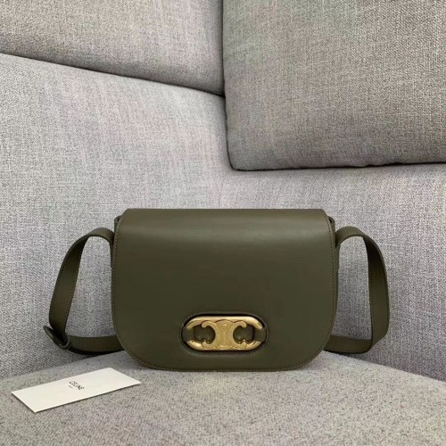 CELINE Original Sac en cuir CL93123 marron vert noirâtre