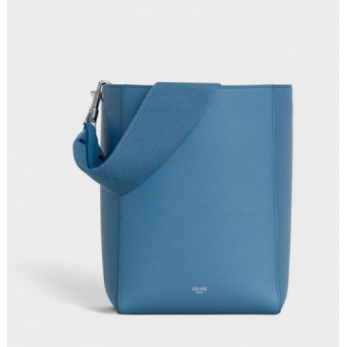 PETIT SAC SEAU CELINE SANGLE EN CUIR DE VEAU GRAINÉ SOUPLE 189303 BLEU