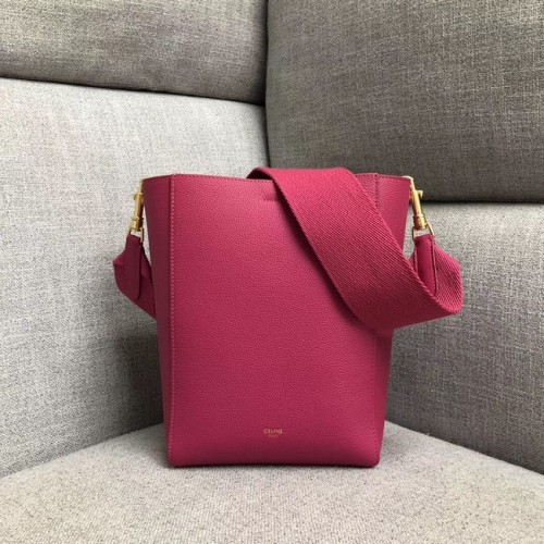 CELINE SANGLE PETIT SAC SEAU EN CUIR DE VEAU GRAINÉ SOUPLE 189303 ROSE