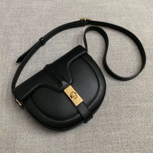 CELINE PETIT SAC BESACE 16 EN CUIR DE VEAU SATINÉ CROSS BODY 188013 NOIR