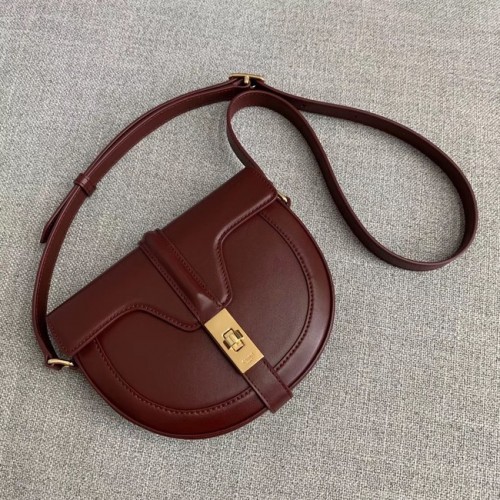 CELINE PETIT SAC BESACE 16 EN CUIR DE VEAU SATINÉ CROSS BODY 188013 BORDEAUX