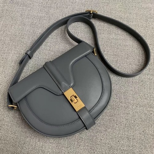 CELINE PETIT SAC BESACE 16 EN CUIR DE VEAU SATINÉ CROSS BODY 188013 GRIS