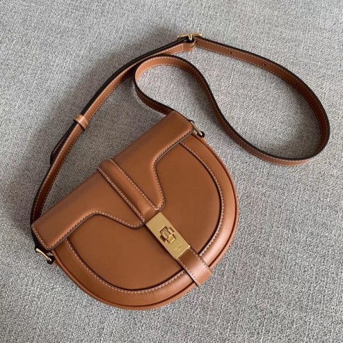 CELINE PETIT SAC BESACE 16 EN CUIR DE VEAU SATINÉ CROSS BODY 188013 TAN