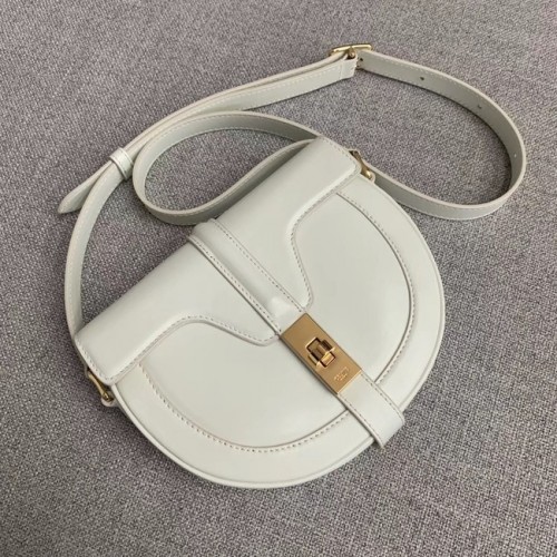 CELINE PETIT SAC BESACE 16 EN CUIR DE VEAU SATINÉ CROSS BODY 188013 BLANC