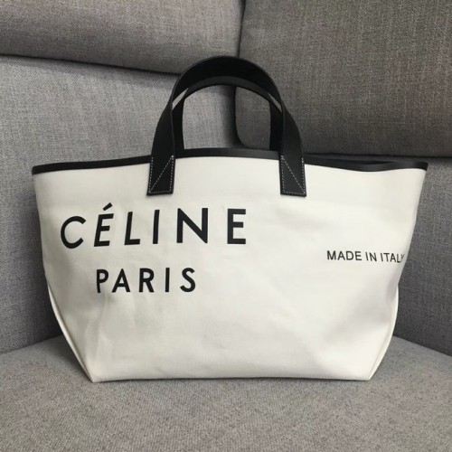 CELINE PETIT CABAS MADE IN EN TEXTILE 83181 BLANC NOIR