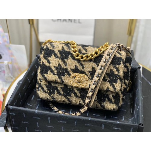 CHANEL 19 Sac à rabat AS1160 Noir&abricot