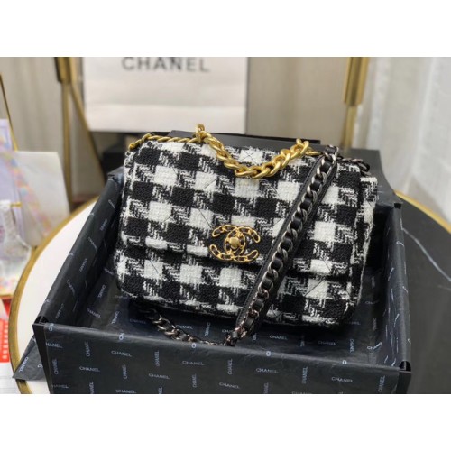CHANEL 19 Sac à rabat AS1160 Noir&blanc