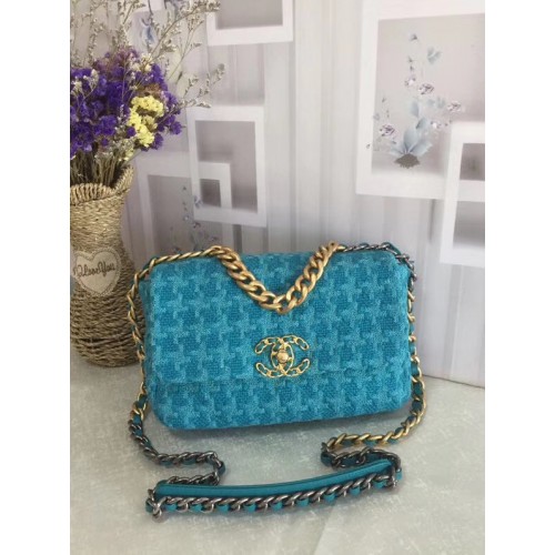 CHANEL 19 Sac à rabat AS1160 bleu