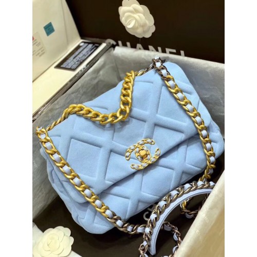 CHANEL 19 Sac à rabat AS1161 bleu clair