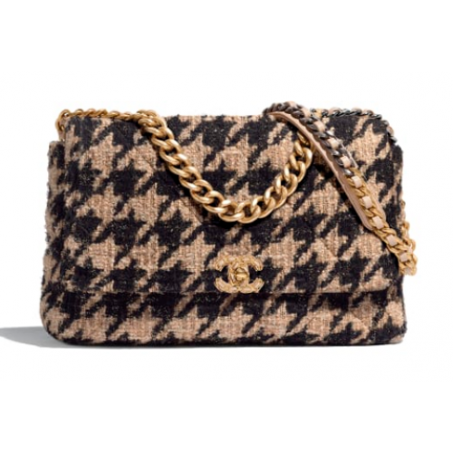 CHANEL 19 Sac à rabat AS1162 abricot&noir