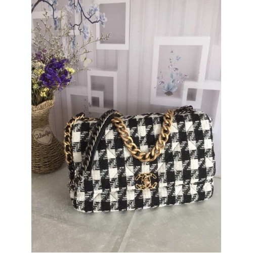 CHANEL 19 Sac à rabat AS1162 noir&blanc