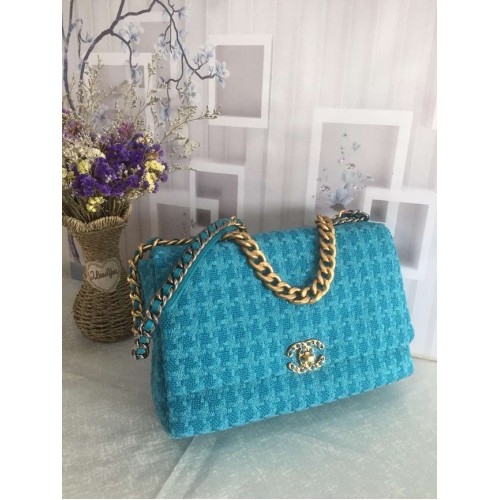 CHANEL 19 Sac à rabat AS1162 bleu