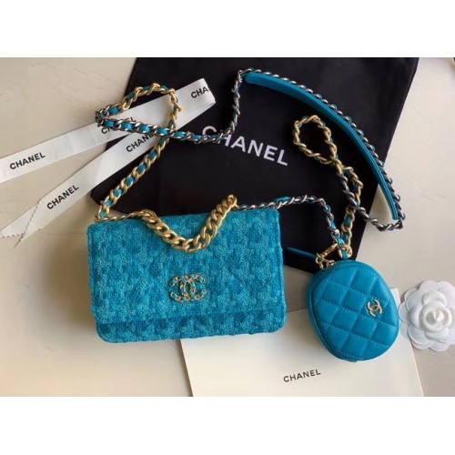 CHANEL 19 Sac à rabat WOC 33817 bleu