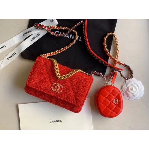 CHANEL 19 Sac à rabat WOC 33817 rouge