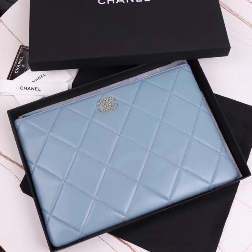 CHANEL 19 Sheepskin Original Leather Carry on bag AP0952 bleu clair