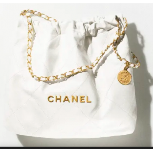 CHANEL 22 PETIT SAC À MAIN AS3260 métal blanc&doré