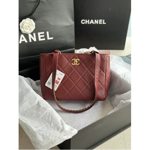 CHANEL Veau Métal doré AS3508 Bordeaux