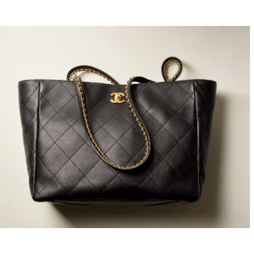 CHANEL Veau Métal Doré AS3508 noir