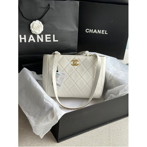 CHANEL Veau Métal doré AS3508 blanc