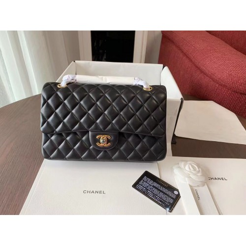 CHANEL Sac à main classique Agneau Noir 01112 Métal doré
