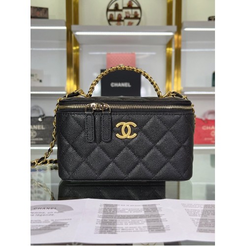 CHANEL SAC À MAIN Veau grainé&Métal doré AP2805 noir