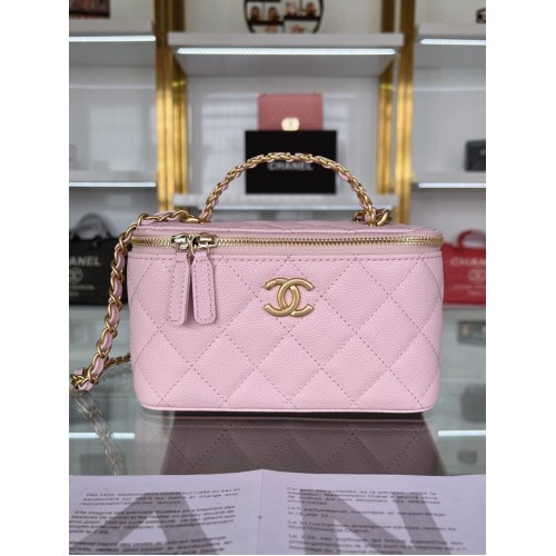 CHANEL SAC À MAIN Veau grainé&Métal doré AP2805 rose