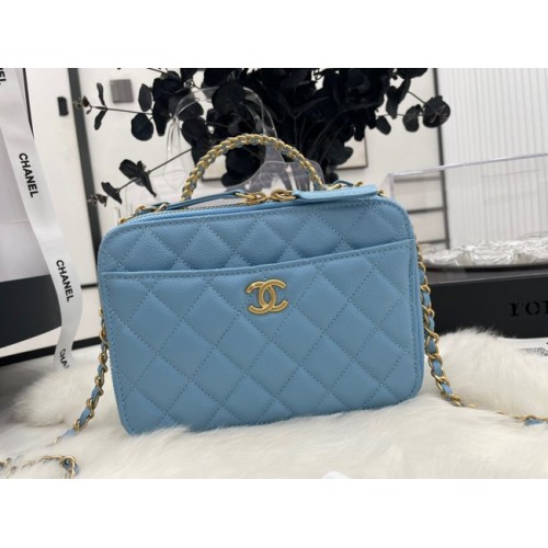 CHANEL SAC À MAIN Veau grainé&Métal doré AP3222 bleu
