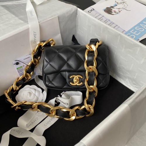 CHANEL MINI SAC À RABAT AS3213 noir