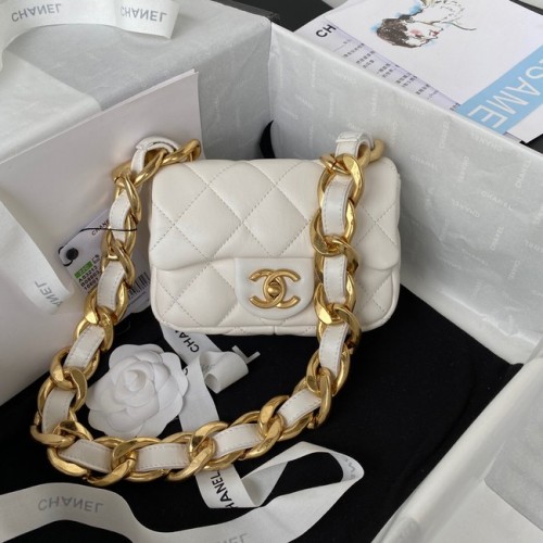CHANEL MINI SAC À RABAT AS3213 blanc