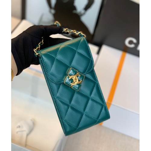 CHANEL Étui pour téléphone portable Porte-cartes AP1188 Vert