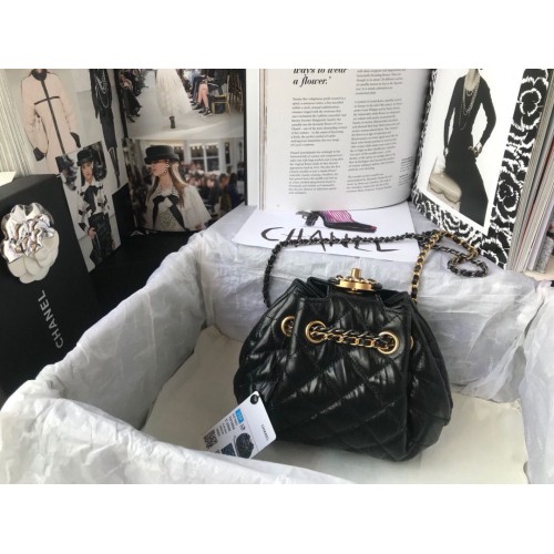 CHANEL Original Sac Corde en Cuir AS1802 Noir