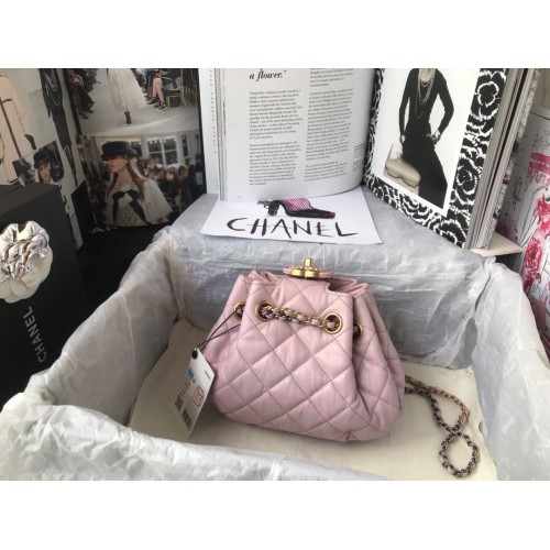 CHANEL Original Sac Corde en Cuir AS1802 Rose